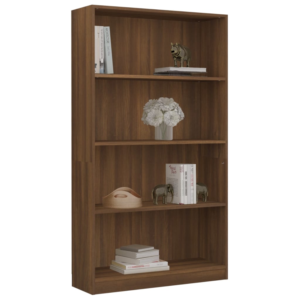 Bibliothèque 4 niveaux Chêne fumé 80x24x142cm Bois d'ingénierie