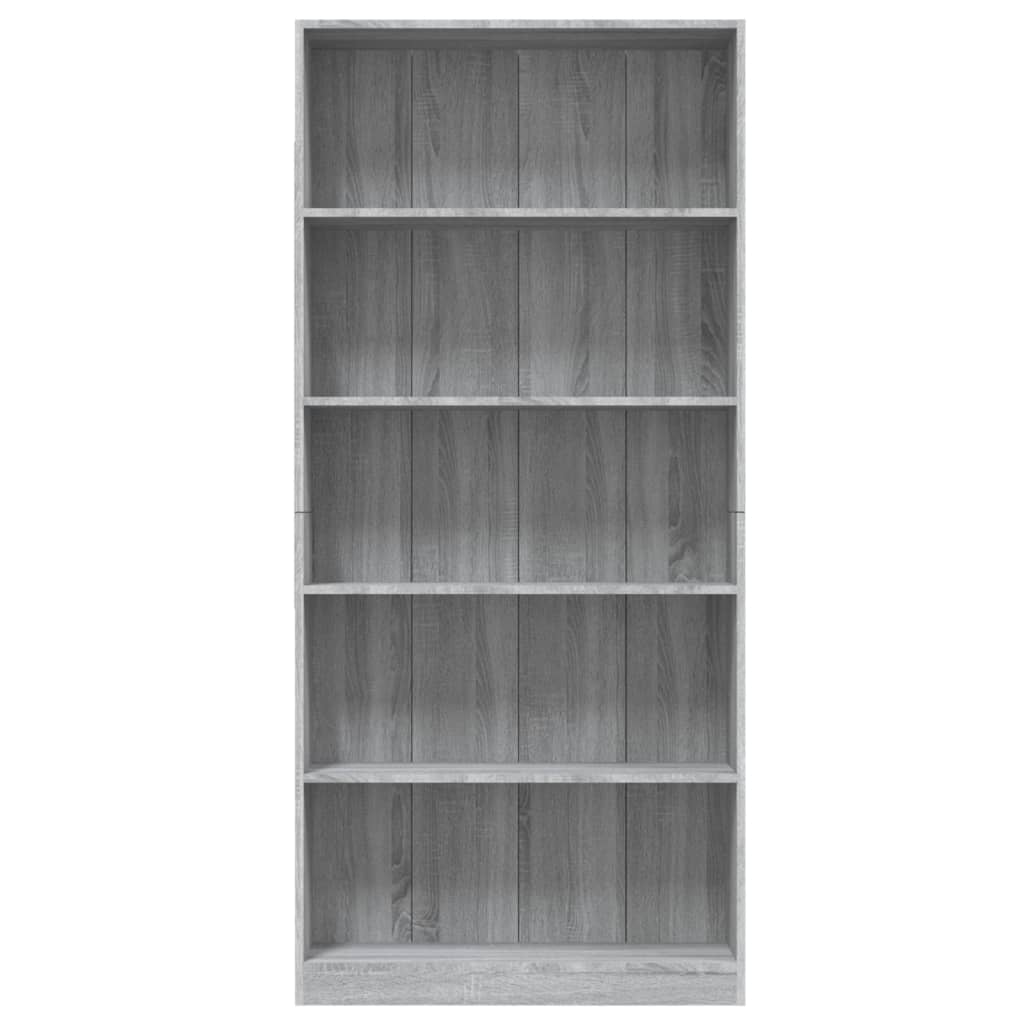 Bibliothèque 5 niveaux Sonoma gris 80x24x175 cm