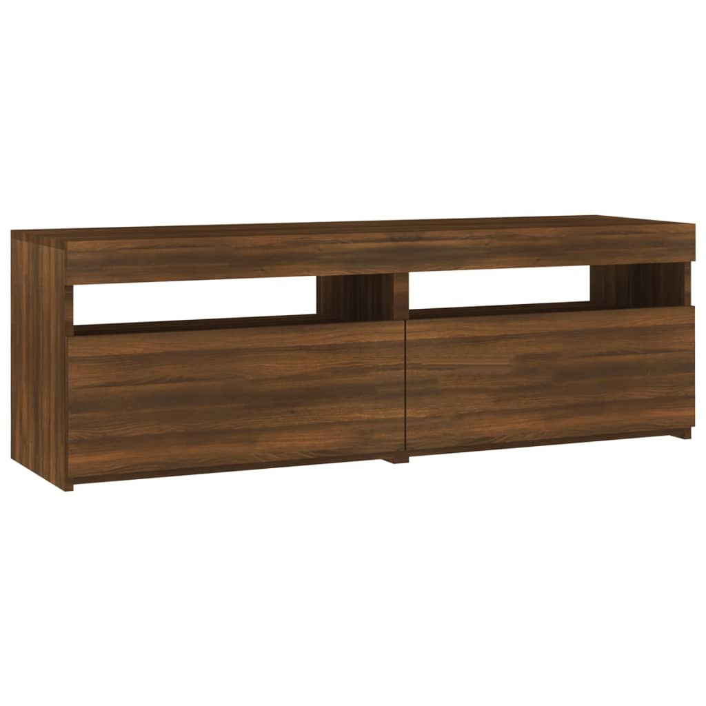 Meuble TV avec lumières LED Chêne marron 120x35x40 cm