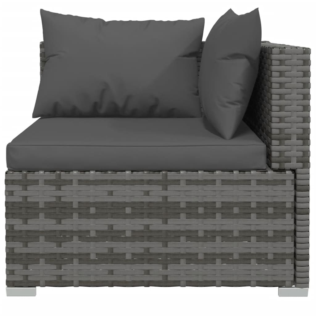 Salon de jardin 9 pcs avec coussins Résine tressée Gris