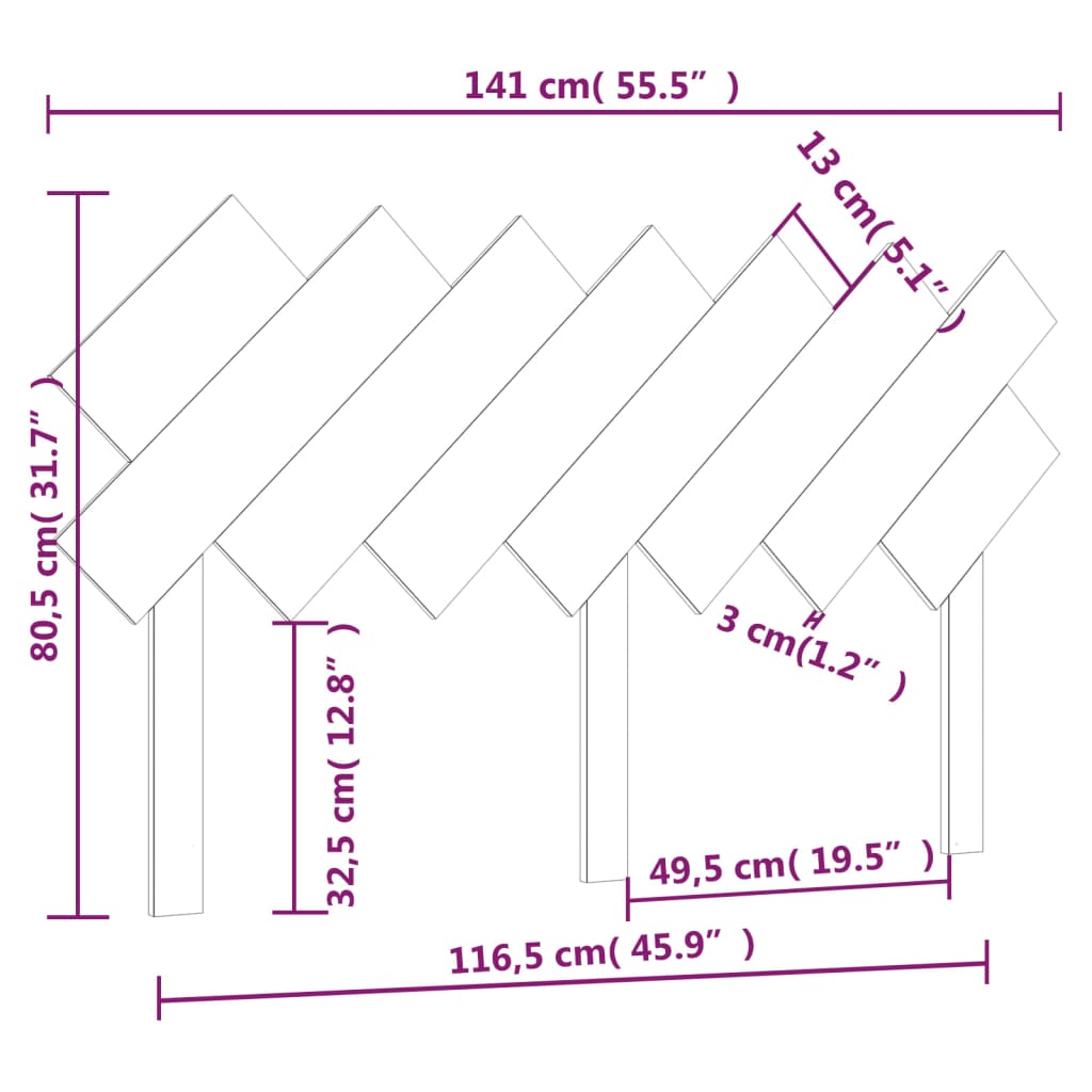 Tête de lit Blanc 141x3x80,5 cm Bois massif de pin