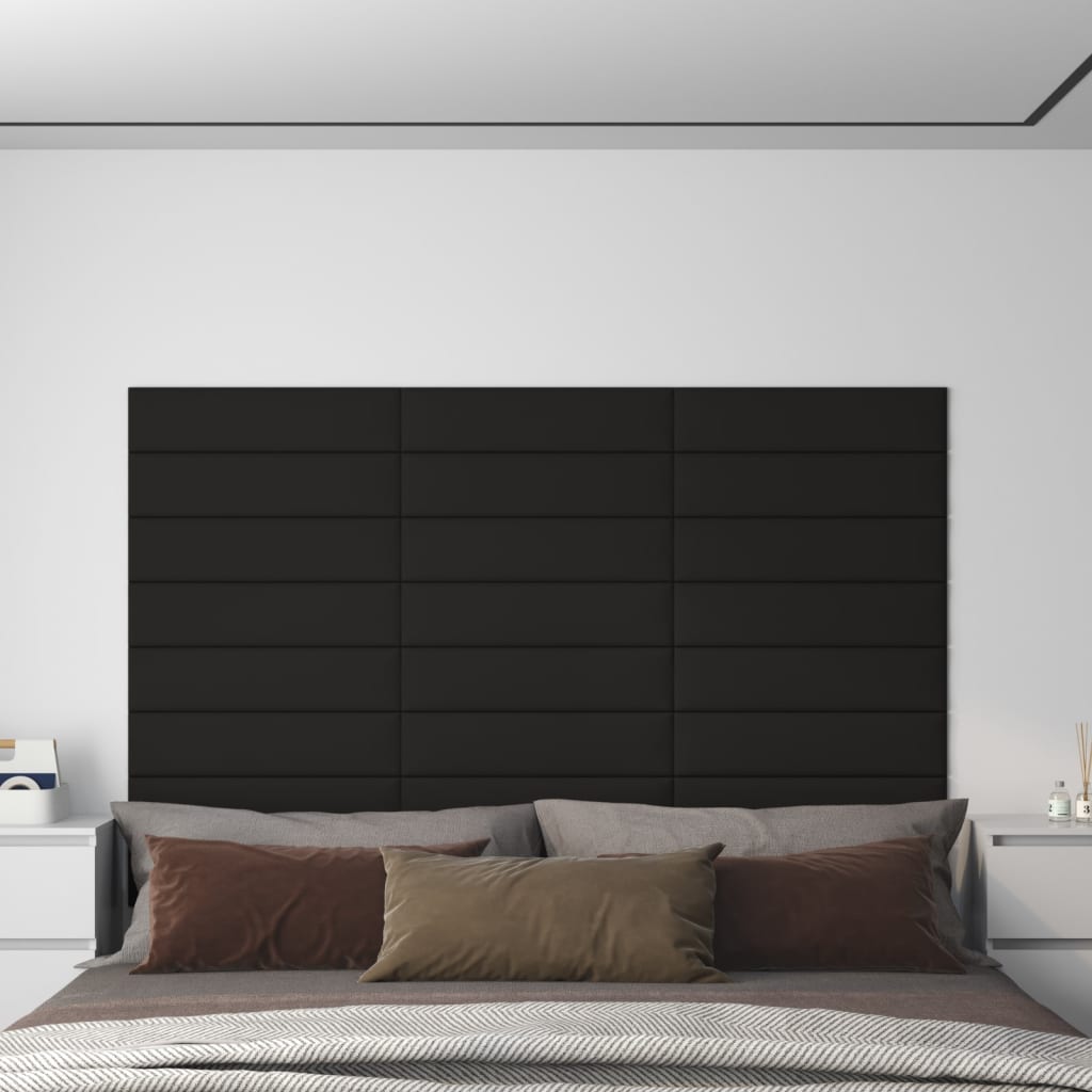 Panneaux muraux 12 pcs Noir 60x15 cm Tissu 1,08 m²