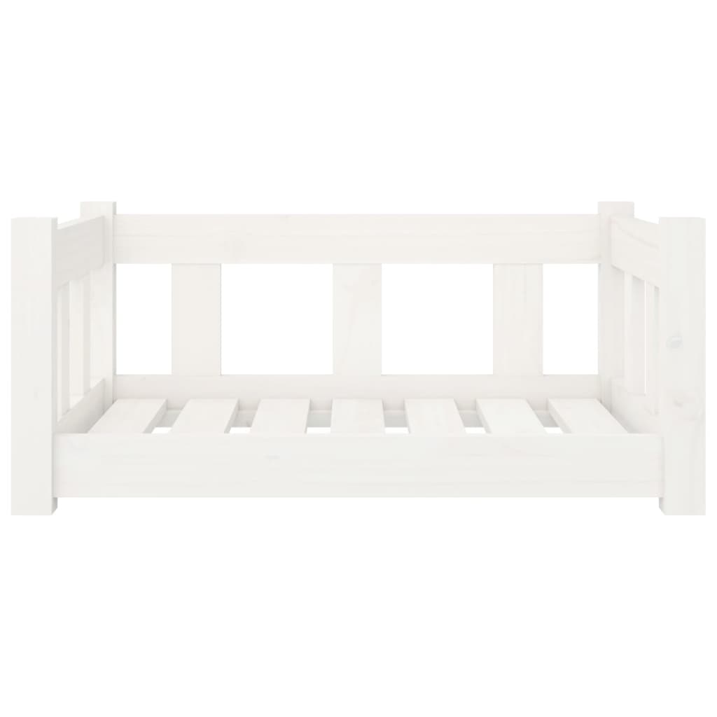 Lit pour chien Blanc 65,5x50,5x28 cm Bois de pin solide