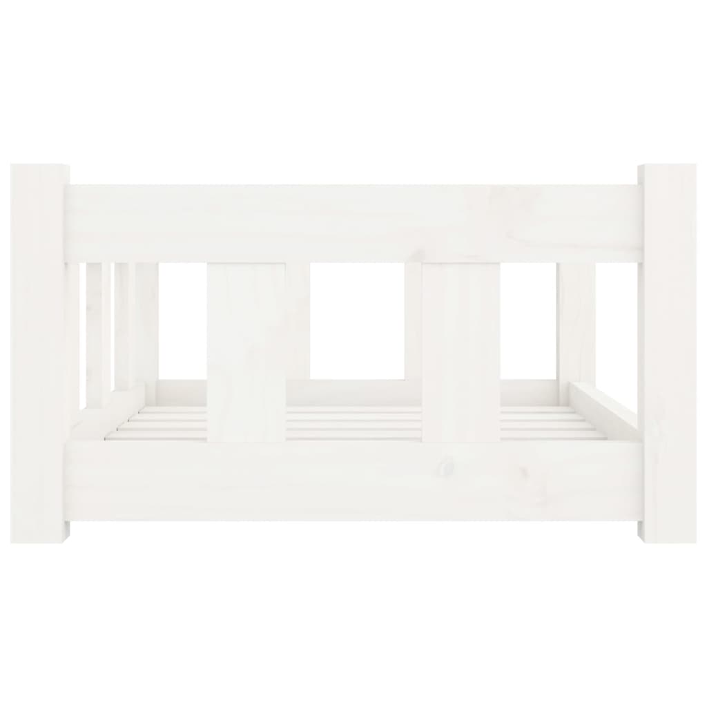 Lit pour chien Blanc 65,5x50,5x28 cm Bois de pin solide