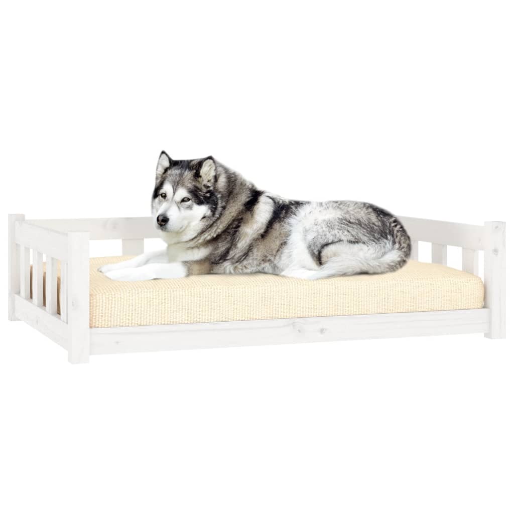 Lit pour chien Blanc 105,5x75,5x28 cm Bois de pin solide