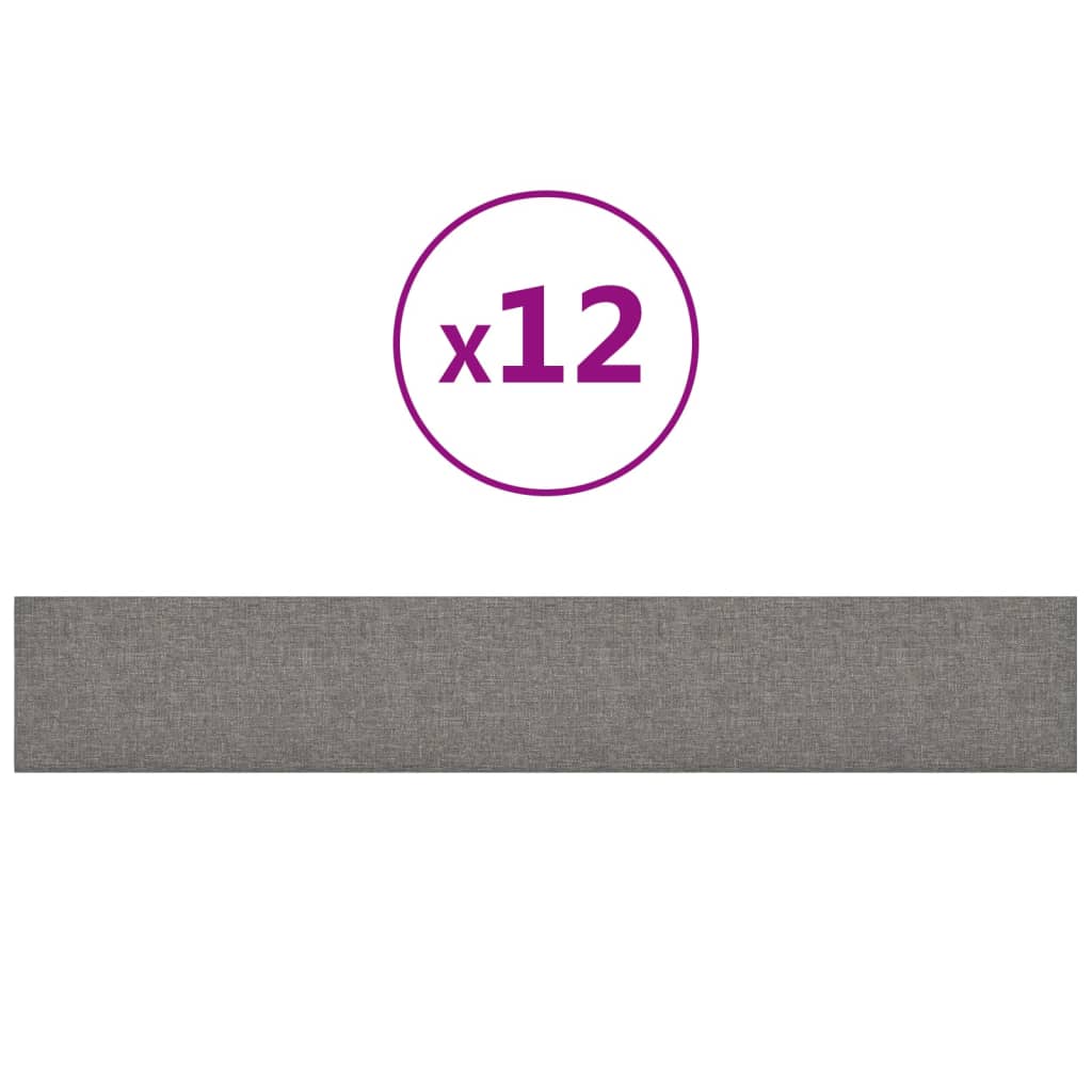 Panneaux muraux 12 pcs Gris clair 90x15 cm Tissu 1,62 m²