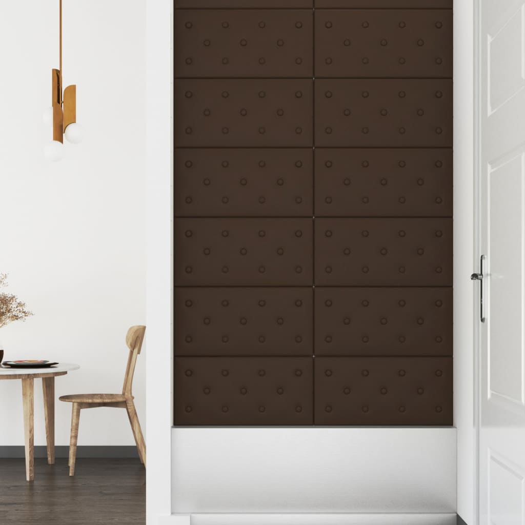 Panneaux muraux 12 pcs Marron 60x30 cm Similicuir 2,16 m²