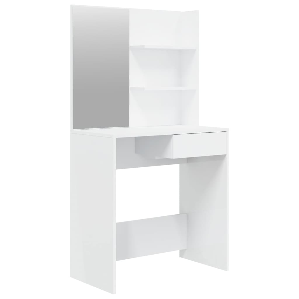 Coiffeuse avec miroir Blanc brillant 74,5x40x141 cm