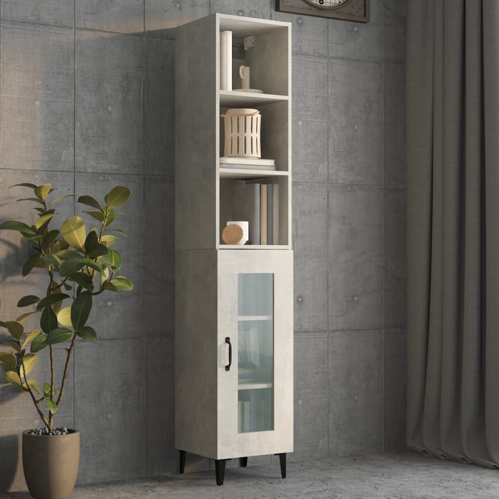 Armoire murale Gris béton 34,5x32,5x90 cm Bois d'ingénierie