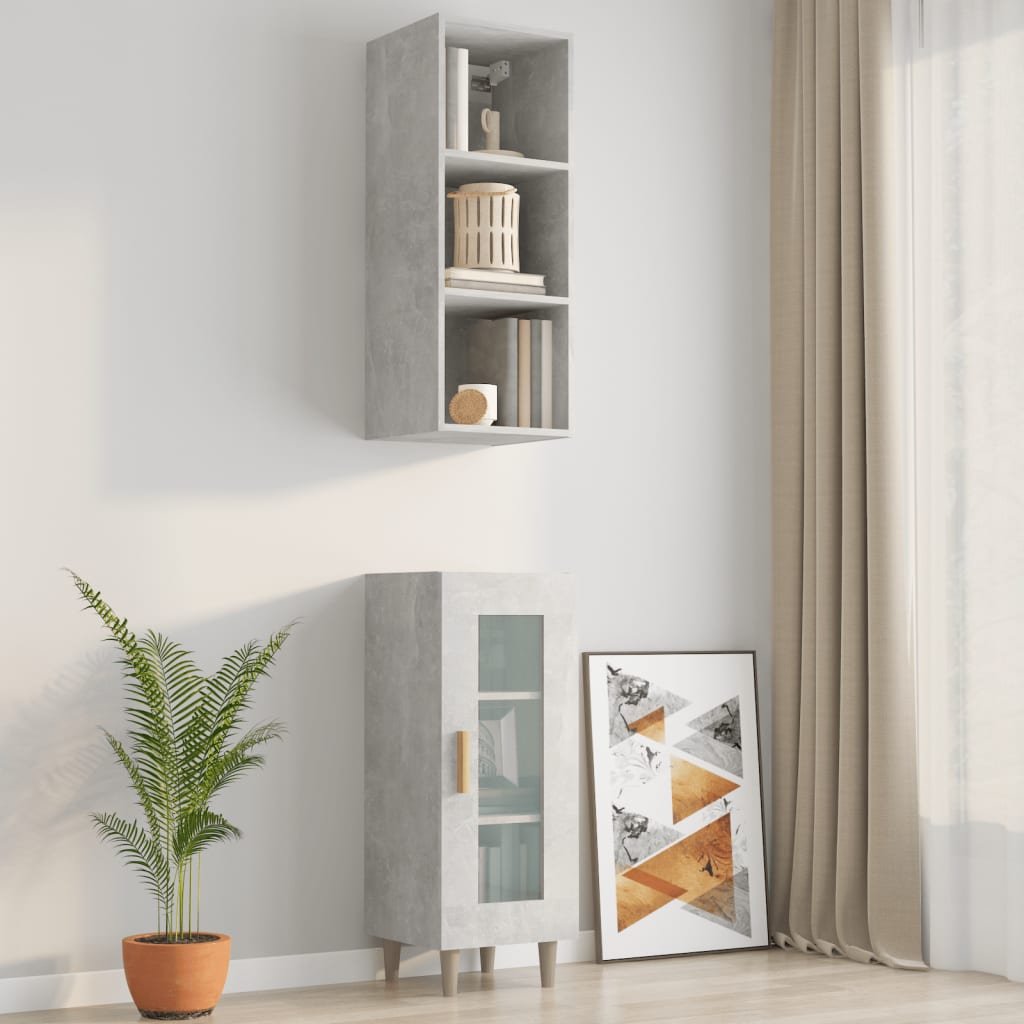 Armoire murale Gris béton 34,5x32,5x90 cm Bois d'ingénierie