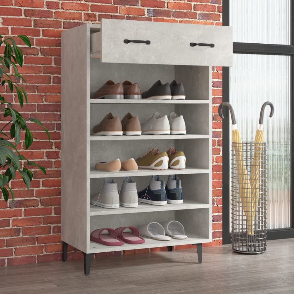 Armoire à chaussures Gris béton 60x35x105 cm Bois d'ingénierie