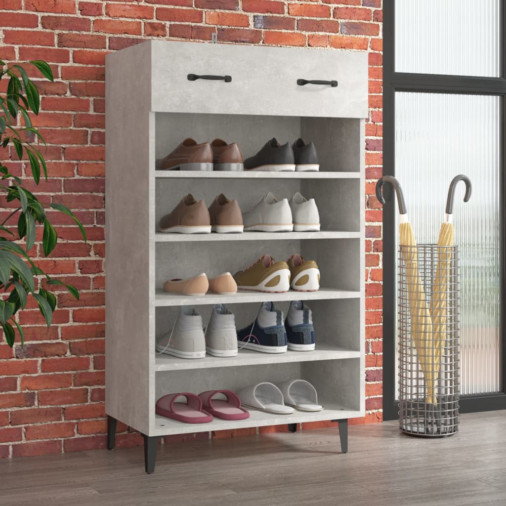 Armoire à chaussures Gris béton 60x35x105 cm Bois d'ingénierie