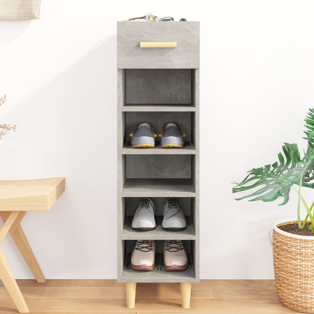 Armoire à chaussures Gris béton 30x35x105 cm Bois d'ingénierie
