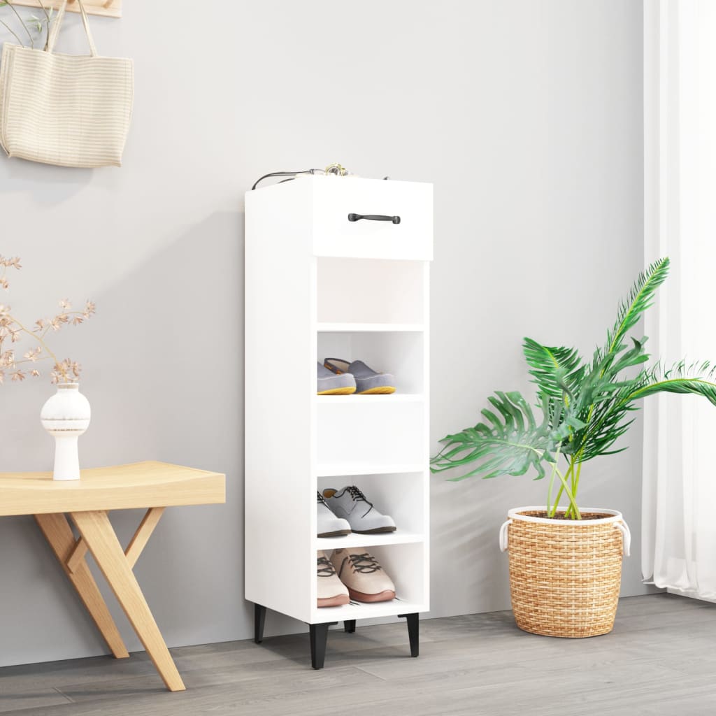 Armoire à chaussures Blanc 30x35x105 cm Bois d'ingénierie
