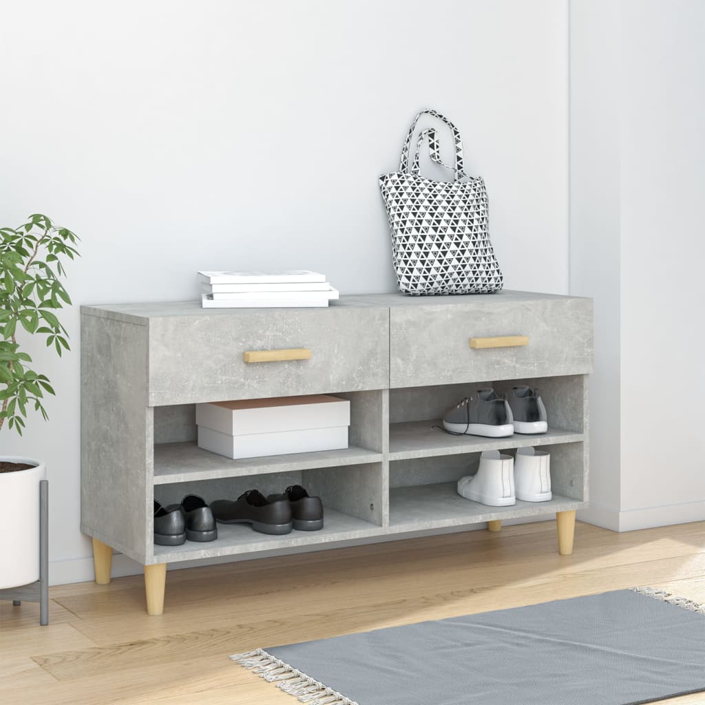 Armoire à chaussures Gris béton 102x35x55 cm Bois d'ingénierie