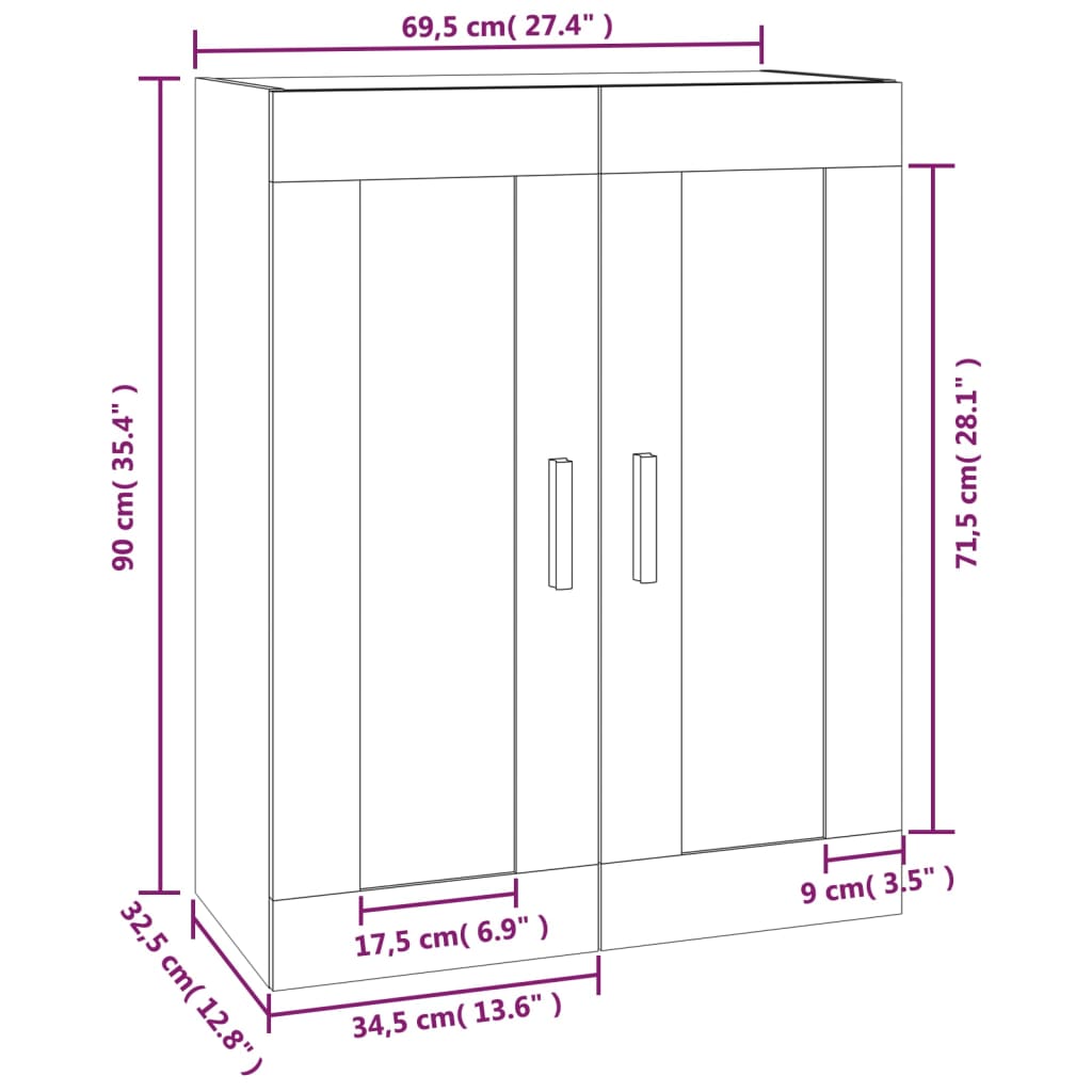 Armoire murale Sonoma gris 69,5x32,5x90 cm Bois d'ingénierie
