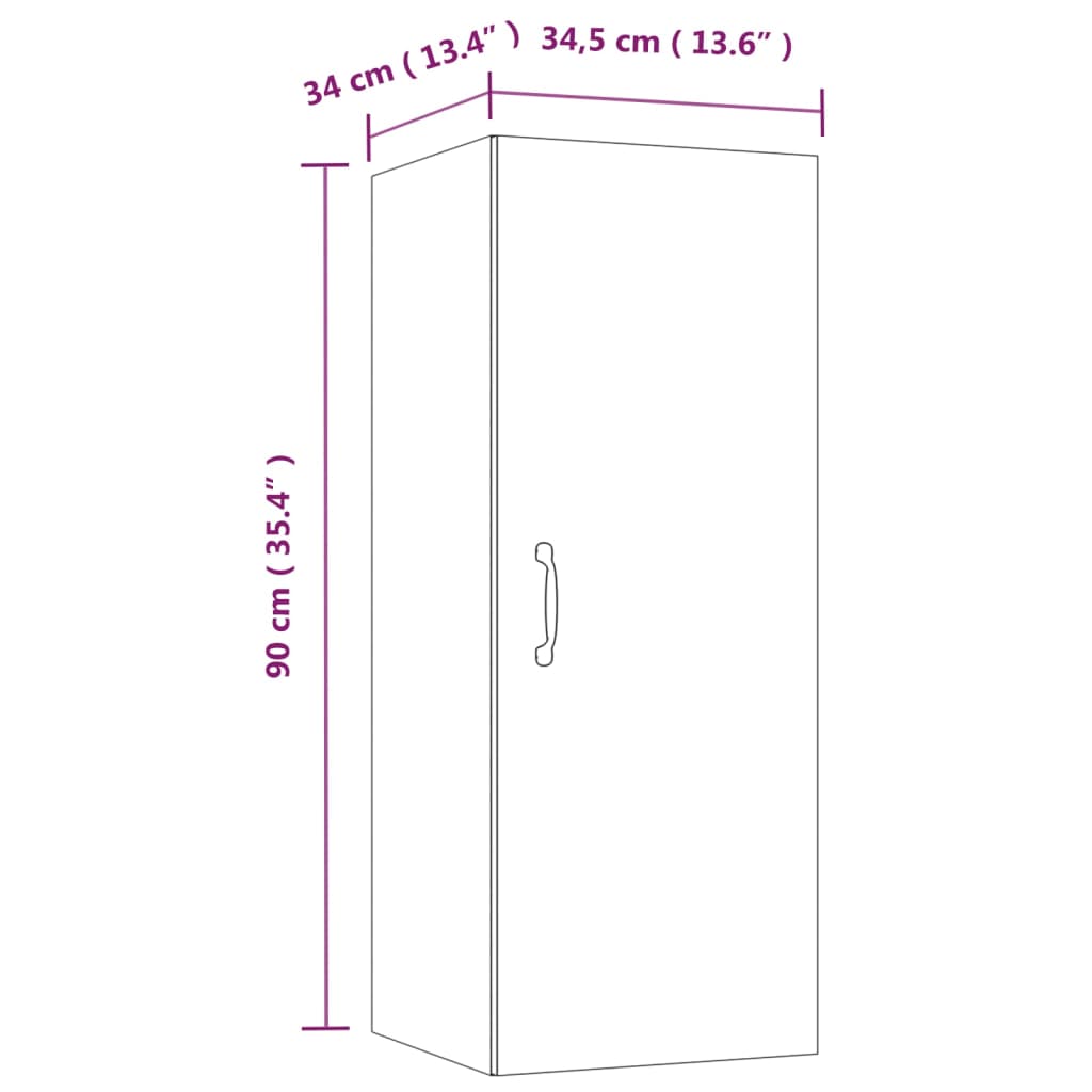 Armoire suspendue Chêne fumé 34,5x34x90 cm Bois d'ingénierie