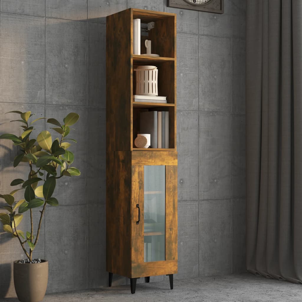 Armoire murale Chêne fumé 34,5x32,5x90 cm Bois d'ingénierie