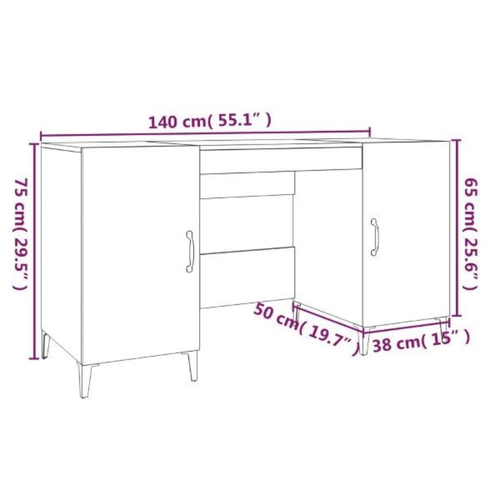 Bureau Chêne marron 140x50x75 cm Bois d'ingénierie