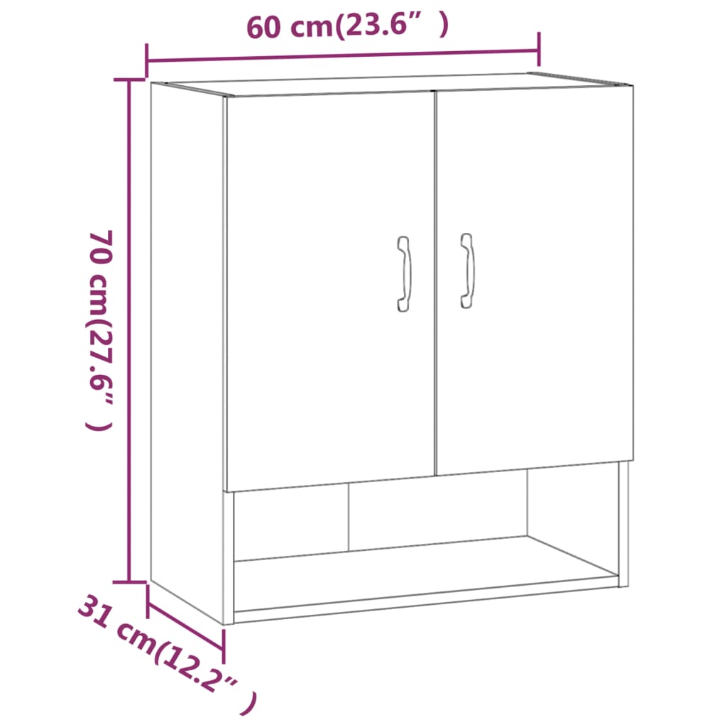 Armoire murale Chêne fumé 60x31x70 cm Bois d'ingénierie