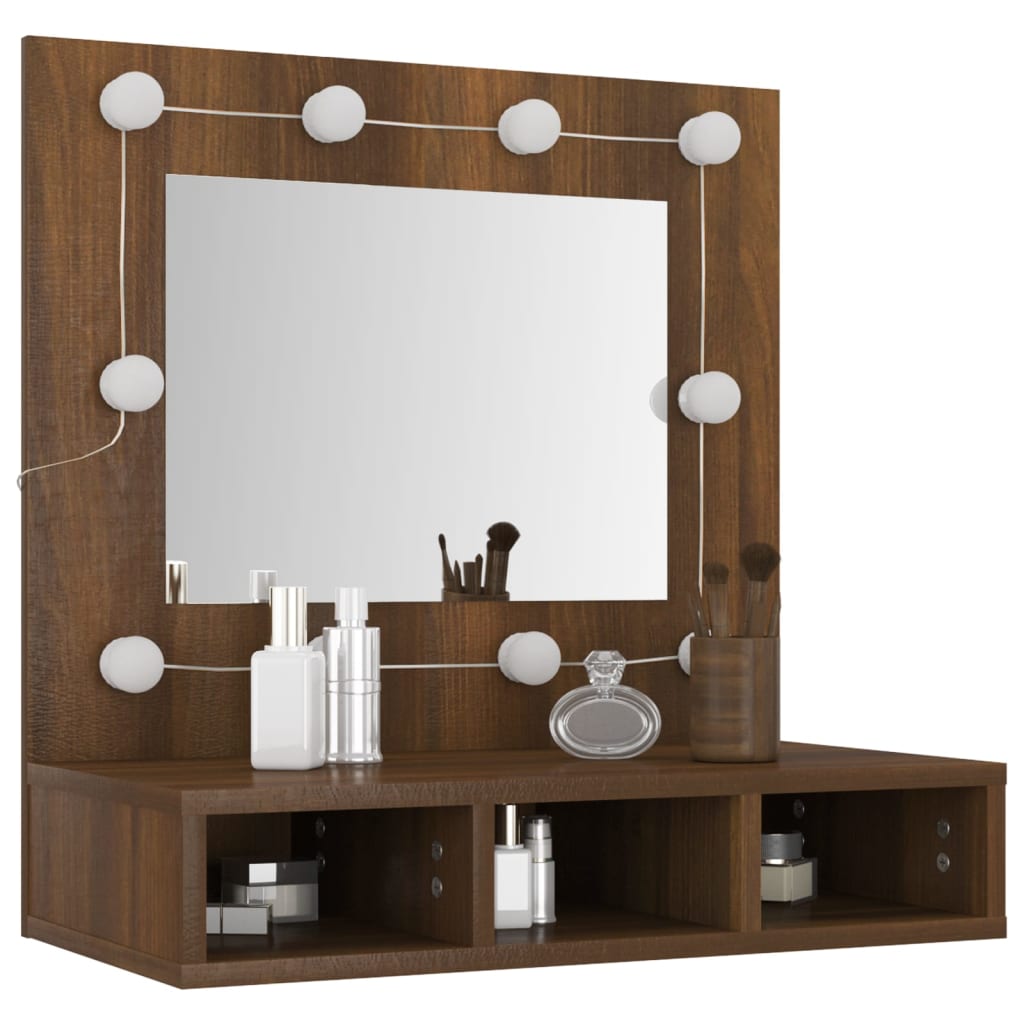Armoire à miroir avec LED Chêne marron 60x31,5x62 cm