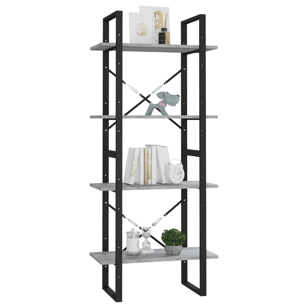 Bibliothèque 4 niveaux Sonoma gris 60x30x140 cm Bois
