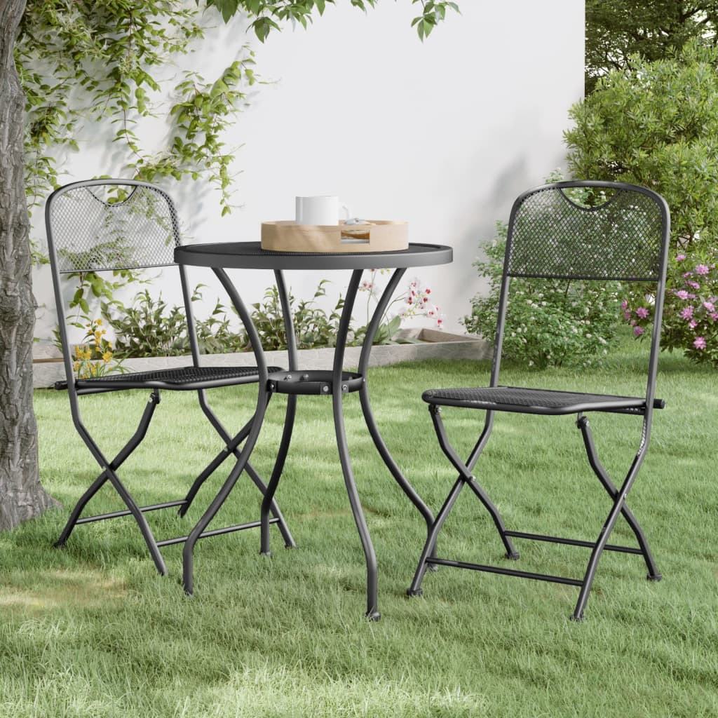 Mobilier à dîner de jardin 3 pcs Maille Métal Anthracite