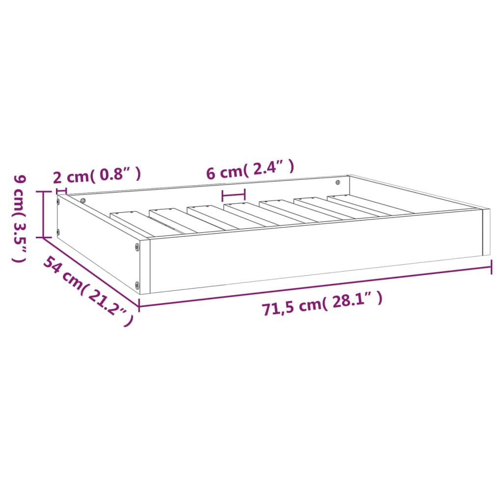 Lit pour chien Marron miel 71,5x54x9 cm Bois de pin solide