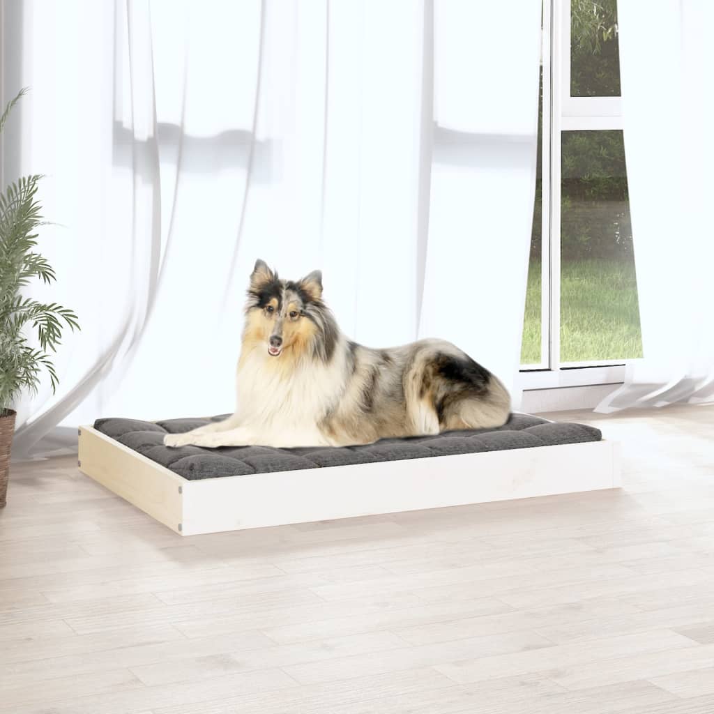 Lit pour chien Blanc 91,5x64x9 cm Bois de pin solide