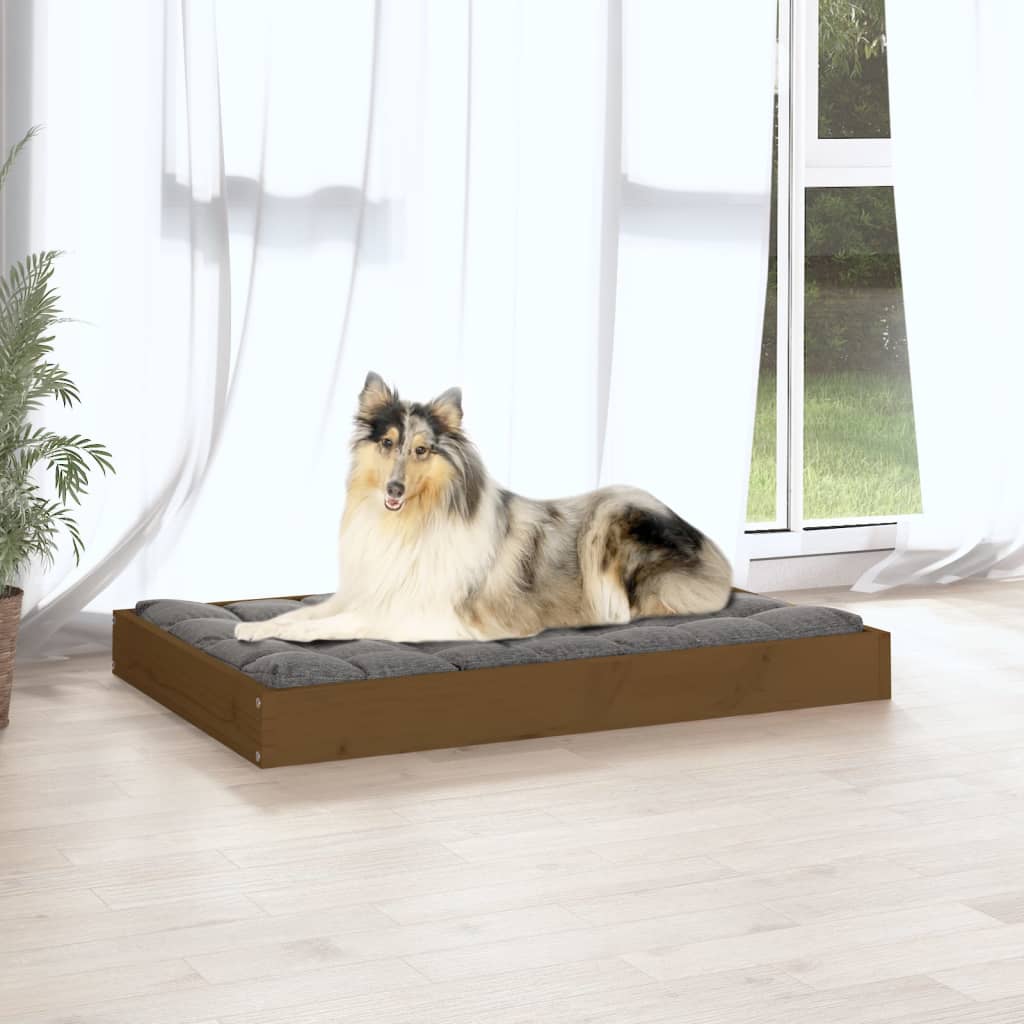 Lit pour chien Marron miel 91,5x64x9 cm Bois de pin solide
