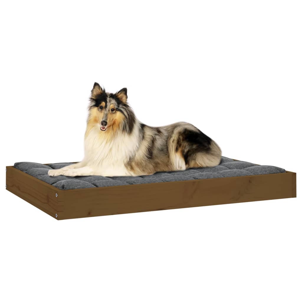Lit pour chien Marron miel 91,5x64x9 cm Bois de pin solide