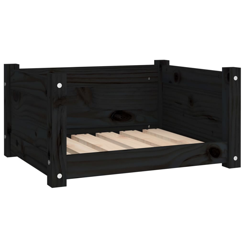 Lit pour chien Noir 55,5x45,5x28 cm Bois massif de pin