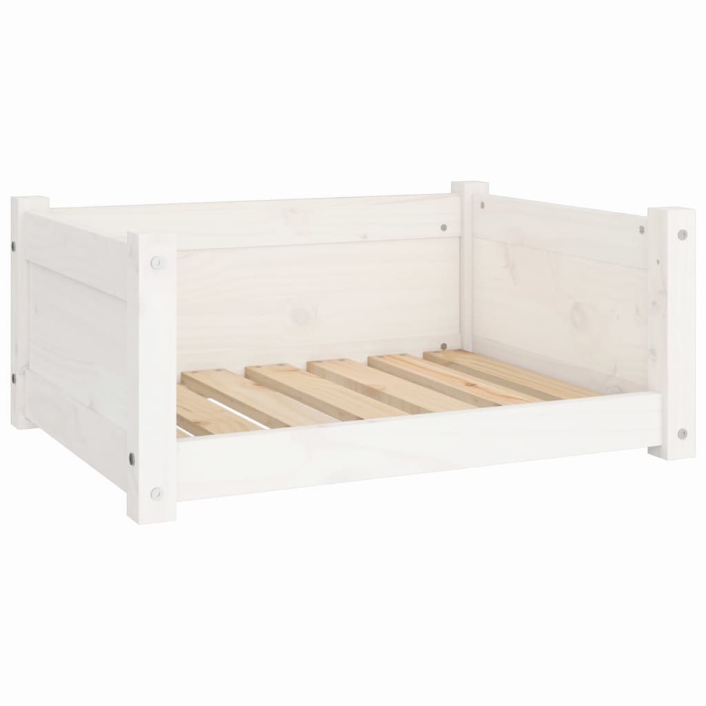 Lit pour chien Blanc 65,5x50,5x28 cm Bois de pin solide