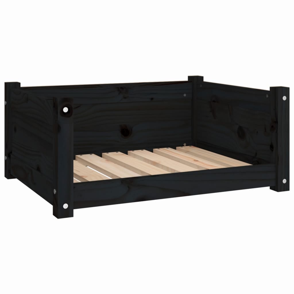 Lit pour chien Noir 65,5x50,5x28 cm Bois de pin solide