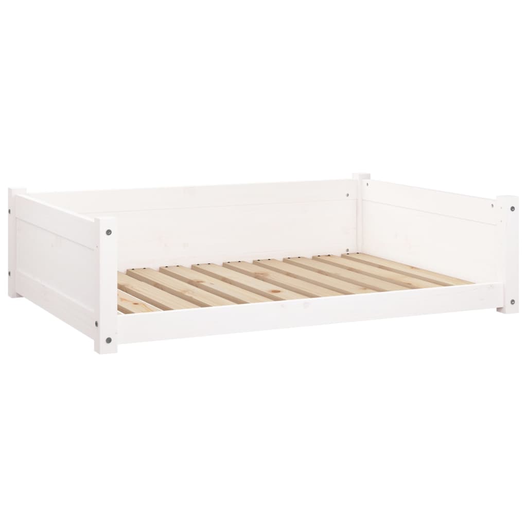 Lit pour chien Blanc 95,5x65,5x28 cm Bois de pin solide