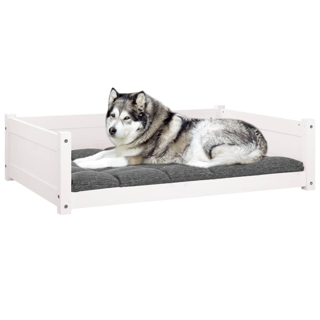 Lit pour chien Blanc 105,5x75,5x28 cm Bois de pin solide