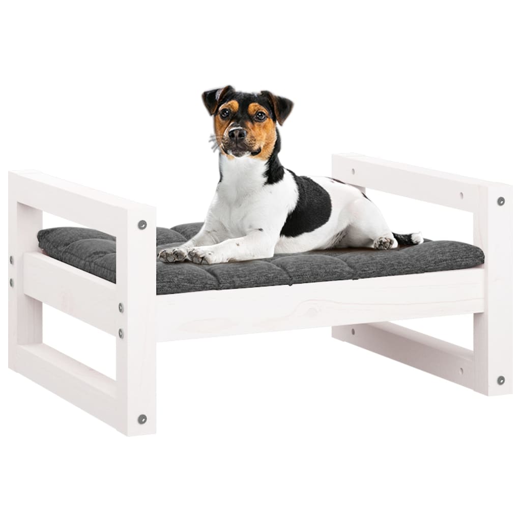 Lit pour chien Blanc 55,5x45,5x28 cm Bois de pin solide