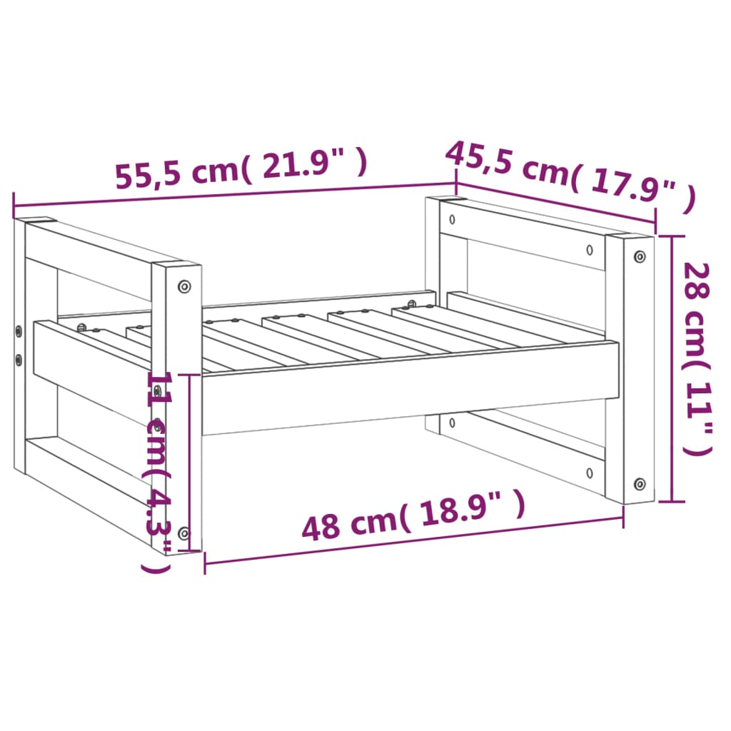 Lit pour chien Marron miel 55,5x45,5x28 cm Bois de pin solide