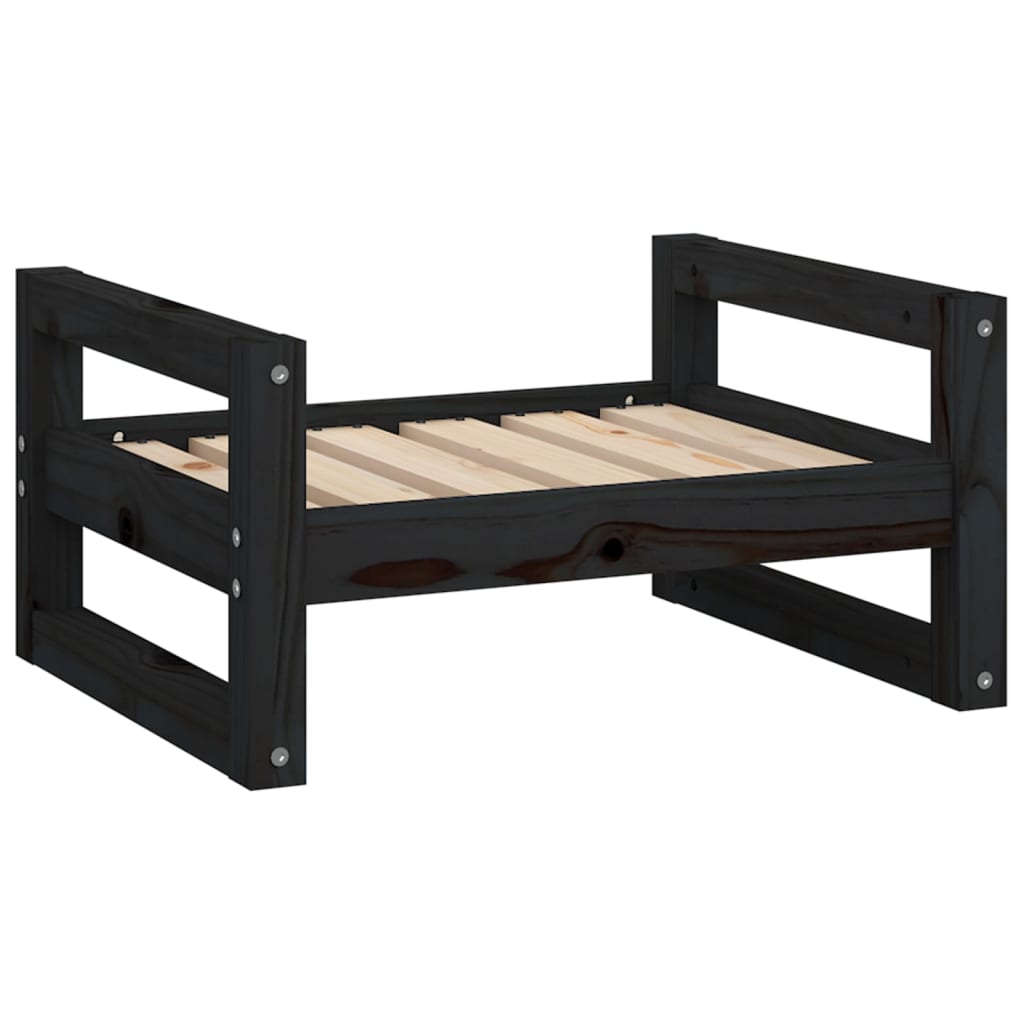 Lit pour chien Noir 55,5x45,5x28 cm Bois de pin solide