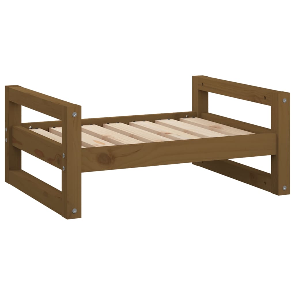 Lit pour chien Marron miel 65,5x50,5x28 cm Bois de pin solide
