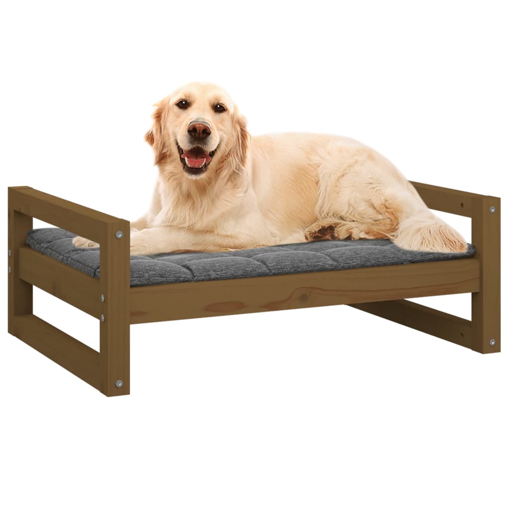 Lit pour chien Marron miel 75,5x55,5x28 cm Bois de pin solide