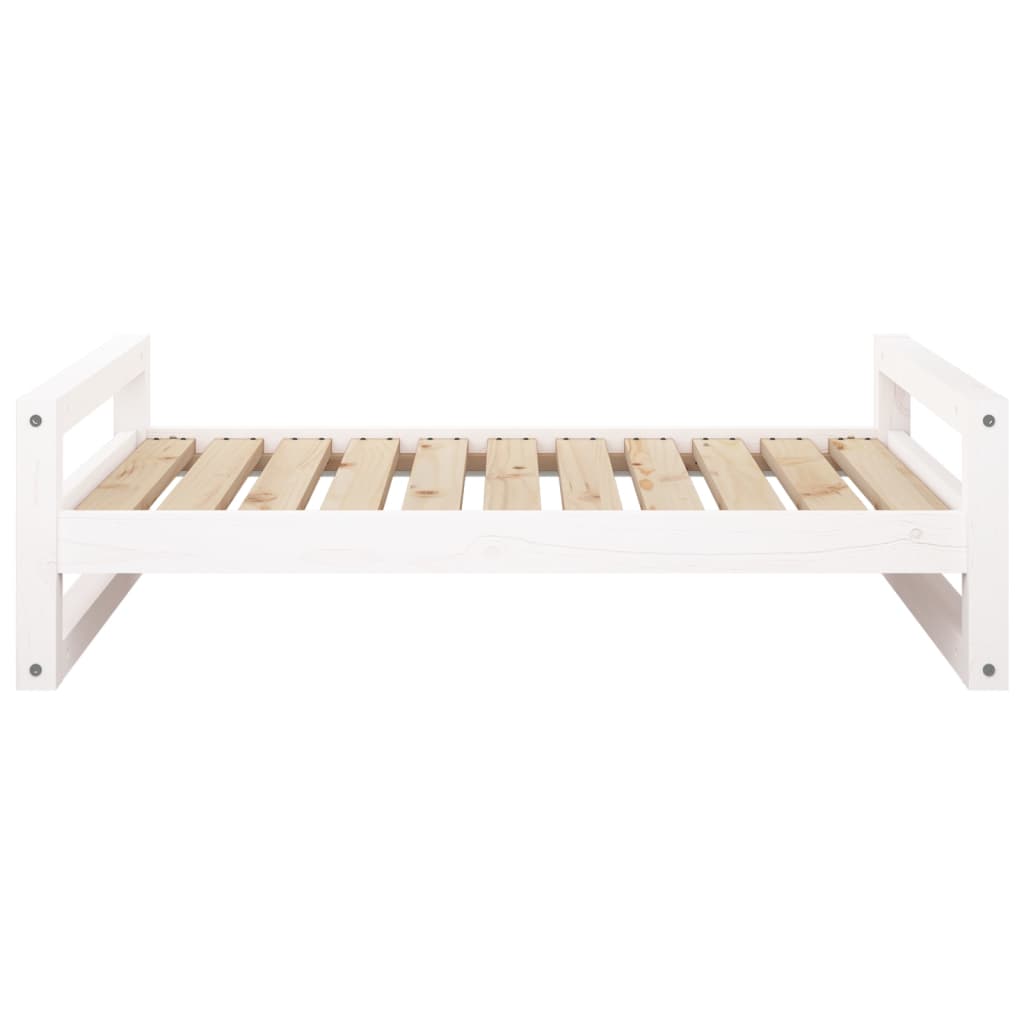 Lit pour chien Blanc 95,5x65,5x28 cm Bois de pin solide