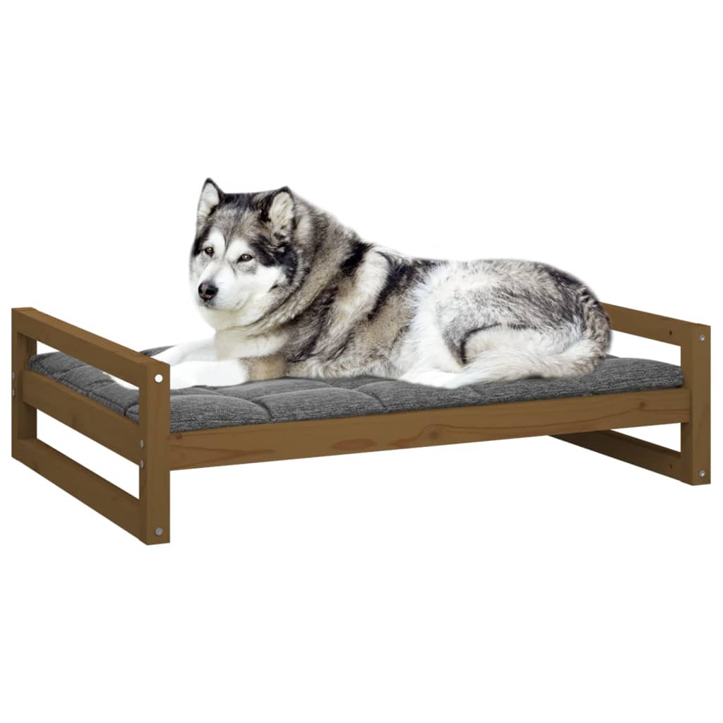 Lit pour chien Marron miel 105,5x75,5x28 cm Bois de pin solide