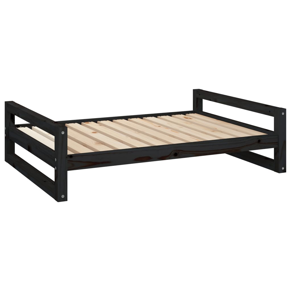 Lit pour chien Noir 105,5x75,5x28 cm Bois de pin solide