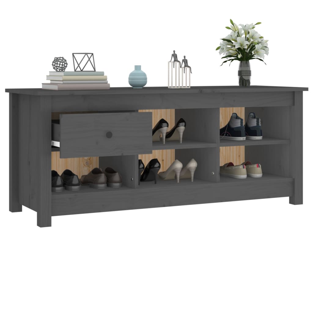 Armoire à chaussures Gris 110x38x45,5 cm Bois de pin massif