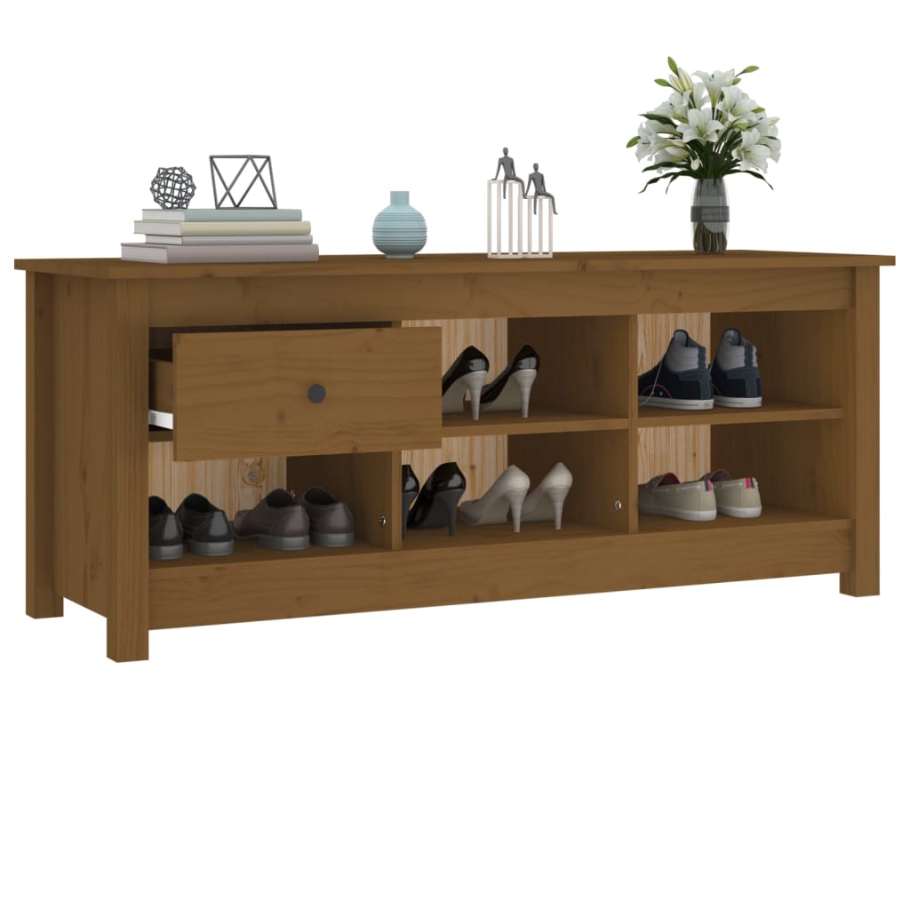 Armoire à chaussures Marron miel 110x38x45,5 cm Bois pin massif