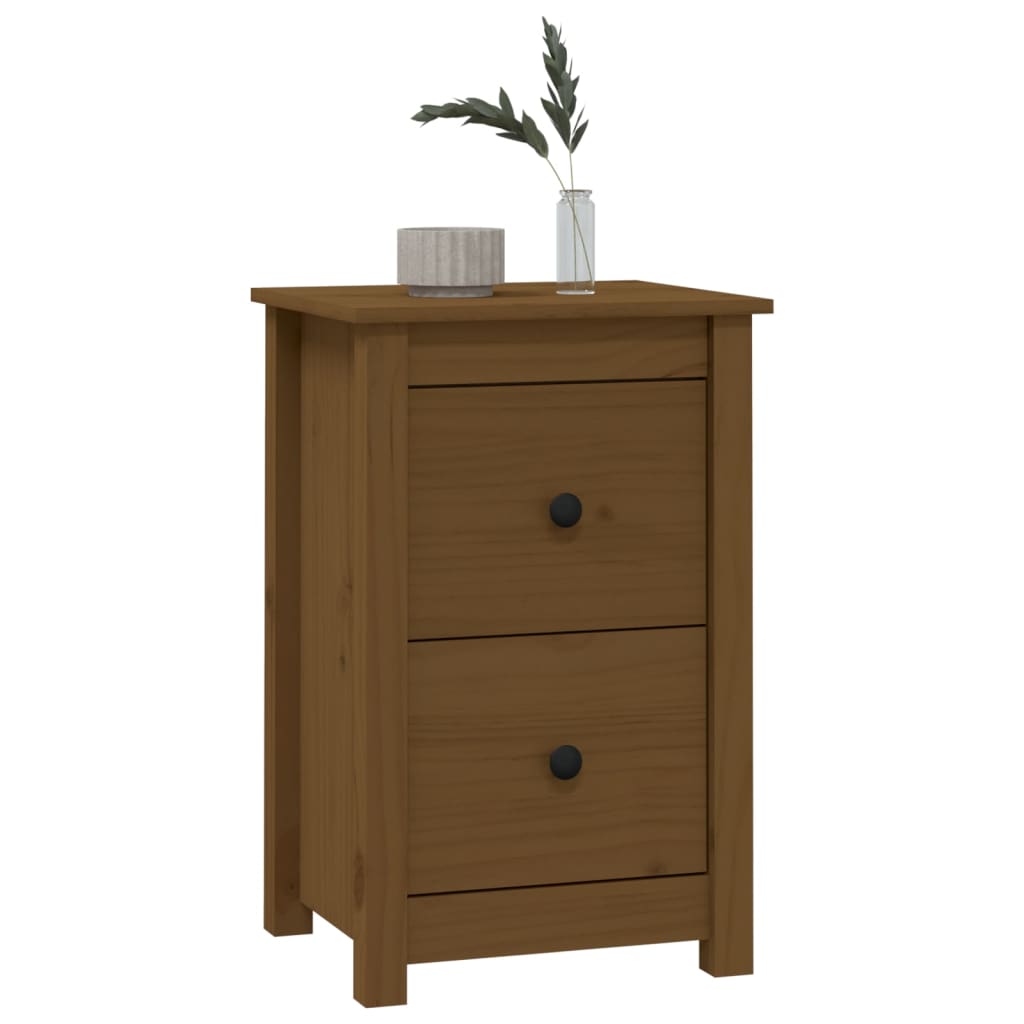 Tables de chevet 2pcs Marron miel 40x35x61,5 cm Bois pin massif
