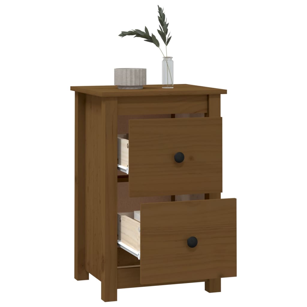 Tables de chevet 2pcs Marron miel 40x35x61,5 cm Bois pin massif