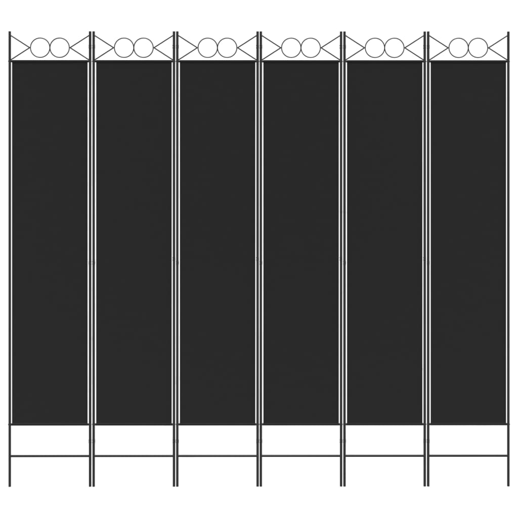 Cloison de séparation 6 panneaux Noir 240x220 cm Tissu