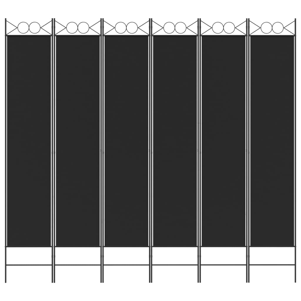 Cloison de séparation 6 panneaux Noir 240x220 cm Tissu